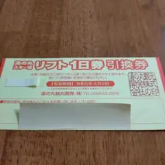 湯の丸スキー場 リフト1日券 引換券