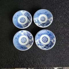 平戸 嘉祥 染付 波に鳥文皿 五客 平戸焼  古伊万里 アンティーク 工芸品 平戸 嘉祥 染付 波に鳥文皿 五客 平戸焼 古伊万里 アンティーク