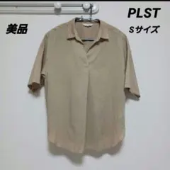 PLST　半袖シャツ　レーヨン、キュプラ混ブラウス　サイズS