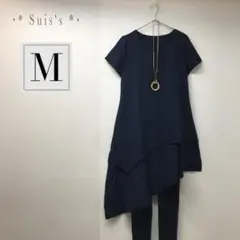 ラスト①t40☆M相当☆半袖 アシメ チュニック ワンピース
