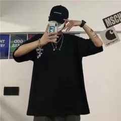 十字架 2XL　黒 カットソー クロスプリント Tシャツ メンズ オーバーサイズ