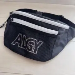 美品 ALGY ボディバッグ 黒 メッシュポケット付き