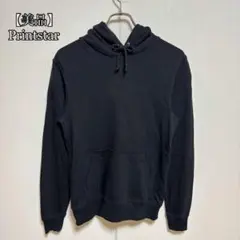 ⚫︎美品【プリントスター】フーデットパーカー(S)黒 ユニセックス 裏パイル