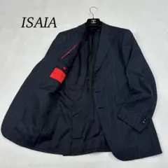 H48 美品 M イザイア イタリア製 テーラードジャケット ネイビー メンズ
