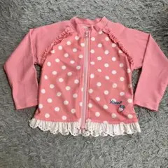 キムラタン　いちご刺繍入り　ピンク水玉　キッズ　女の子ラッシュガード 90cm