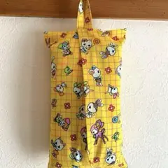 黄色橙系★ハニーチューン★レトロポップ★箱無ティシュ用カバー★eco生活エコ雑貨