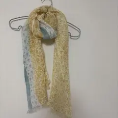 花柄ストール イエロー ブルー