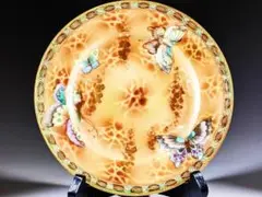 里帰り 逸品 オールドニッポン 金盛彩色飛蝶図紋 金彩の吹きぼかし プレート