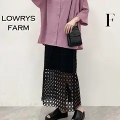 【大人かわいい】ローリーズファーム ホールレーススカート インナー付 黒 F