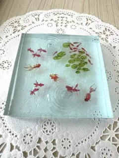 E23 ハンドメイド　レジン　金魚　置物　インテリア雑貨