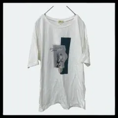 1252　ハッシュアッシュ【Ｌ】半袖プリントロゴＴシャツ　サイドスリット　白