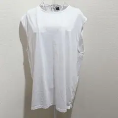 【ノーブルプロダクト】ホワイト ノースリーブ Tシャツ　Lサイズ　ゆったり