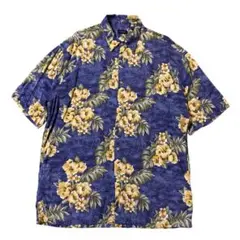 アメリカ古着　IZOD アロハシャツ　ハイビスカス　レーヨン　AL159