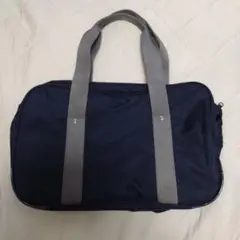 ネイビー ナイロンスクールバッグ サイドファスナー付き
