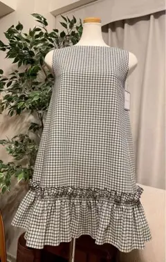 希少42 デイジーリンFOXEY フリル裾 七分袖ワンピース•チュニック デイジー デイジーリンフォクシー DAISY LIN for FOXEY Check