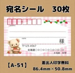 【A-51】宛名シール30枚/サンキュー/ケア/ほんのきもち/差出人/配達員