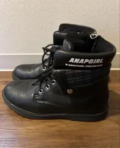 ANAPGIRL ブラックブーツ サイドジッパー付き22cm
