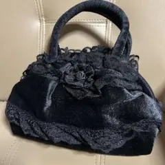 黒　レース付きバッグ　冠婚葬祭にも