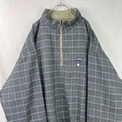 USA古着 00s antigua 刺繍 ハーフジップ ナイロンプルオーバー
