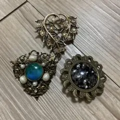 ヴィンテージ風ブローチ3点セット