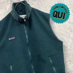 レアUSA製90s 古着○コロンビア フリースベスト グリーン メンズ2XL