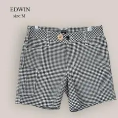 エドウィン EDWIN✨美品✨ショートパンツ　チェック　総柄　ブラック