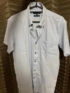 タカキュー　ノーアイロン　シャツ　半袖水色ワイシャツ