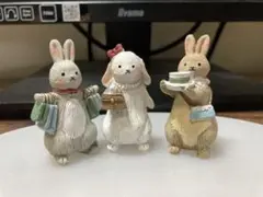 ナチュラルキッチン　ミニチュアオブジェ　お買い物ウサギ　3点セット ①