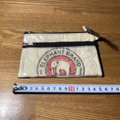 セメント袋　ELEPHANT BRAND ポーチ 小物入れ ベージュ