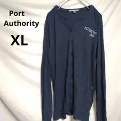 【ポートオーソリティ】 長袖　カーディガン　ネイビー　紺　XL　ロゴ　海外　US