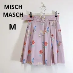 MISCH MASCH 花柄フレアスカート ベルト付き 膝丈 M