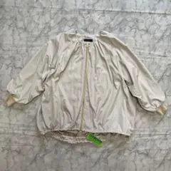 DAMA collection ノーカラーブルゾン　ダブルジップ　ベージュ　M