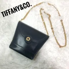 美品 幻の逸品 ティファニー ゴールド チェーン ショルダーバッグ オールレザー