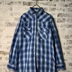 【ヴィンテージ】フランネルシャツ アメカジ ブルー チェック古着usedAS26