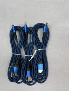 Micro USBケーブル 3A 急速充電 3本セット 2m ブルー