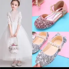 ♡キラキラフォーマルシューズ スパンコール ピンク 21.5cm