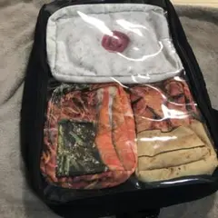 お弁当柄　ポーチ付き　リュック　黒