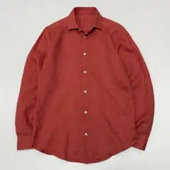 00s~ リネン100% L/S シャツ ワイドカラー 燻み スモーキーレッド