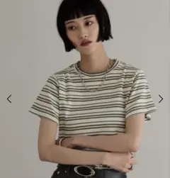 ローリーズファーム　フライスチビTシャツＳＳ　ホワイトボーダー