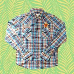 平成ファッション　ギャル男　チェックシャツ　Men's egg　バックプリント
