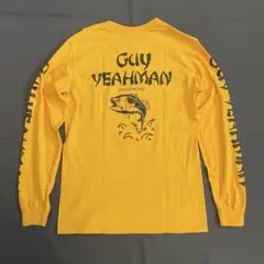 anvil 長袖Tシャツ 魚モチーフ　釣り　袖プリント　イエロー