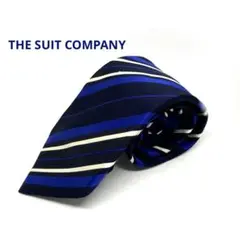 THE SUIT COMPANY ネクタイ　紺×青×白ストライプ　シルク100%