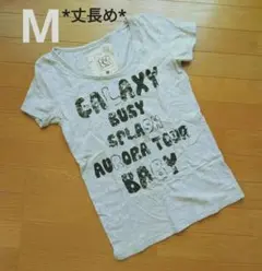 《M・丈長め》半袖Tシャツ カジュアル グレー 英字プリント 数回着用