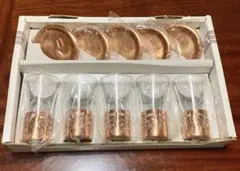 フェニックス 純銅 銅 ホルダー ガラス グラス コップ コースター 5セット