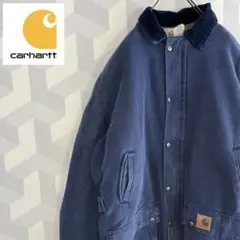 【90s USA製】カーハート 襟コーデュロイ ダック カバーオール 青