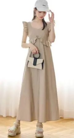 GRL バックリボンラッフルワンピース　S