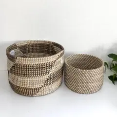 シ－グラスバスケットセット 大小2個かごバスケット