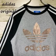adidas スウェット トレフォイル ゴールドプリント ビッグロゴ