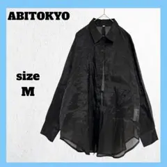 アビトウキョウ シースルーシャツ ブラウス 長袖 バックリボン ブラック M