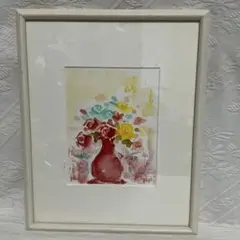 Niyama 水彩画　『花瓶と花』　P0号　白額入り